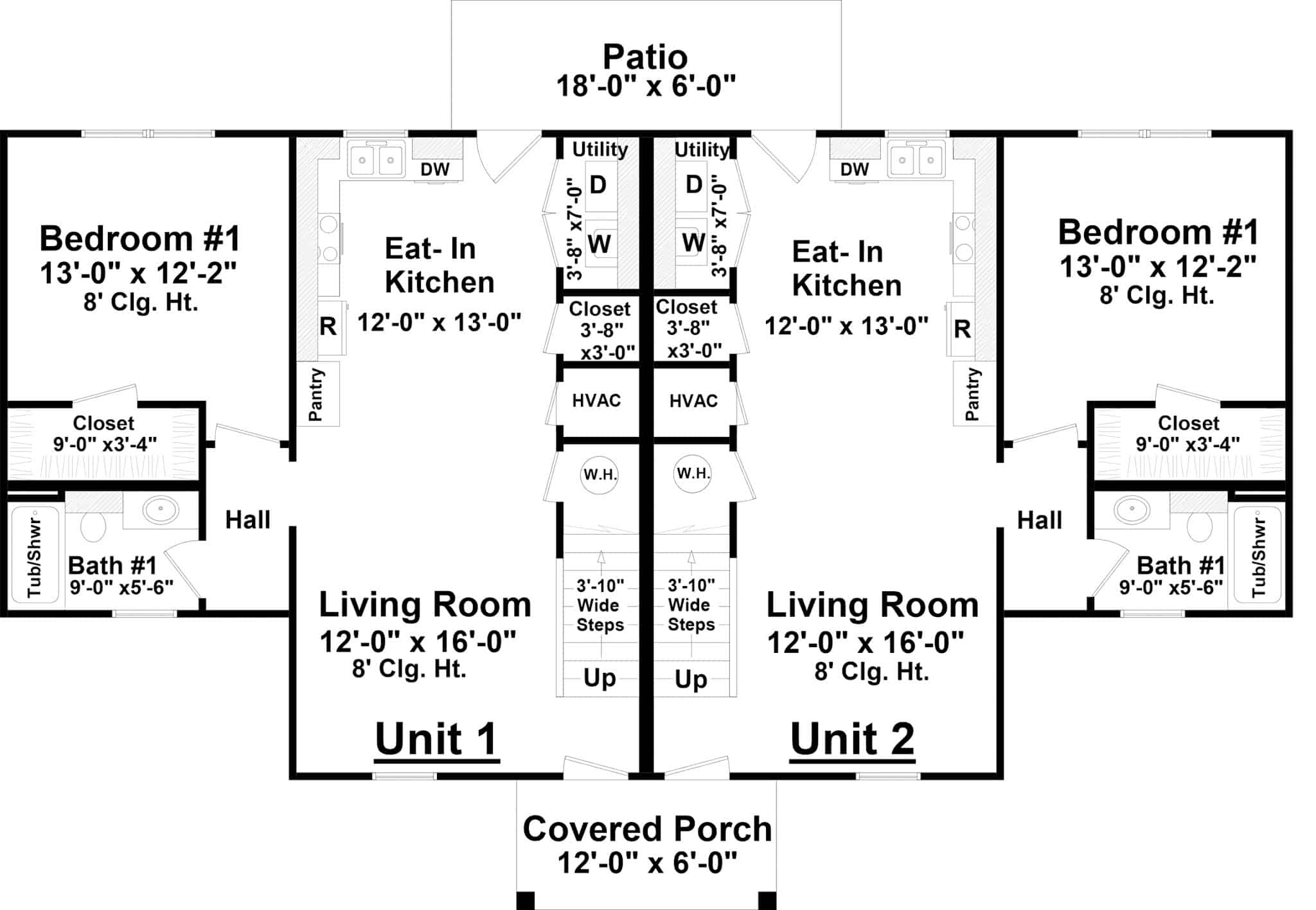 Main Level of Duplex/Multi-Unit Plan #141-1334