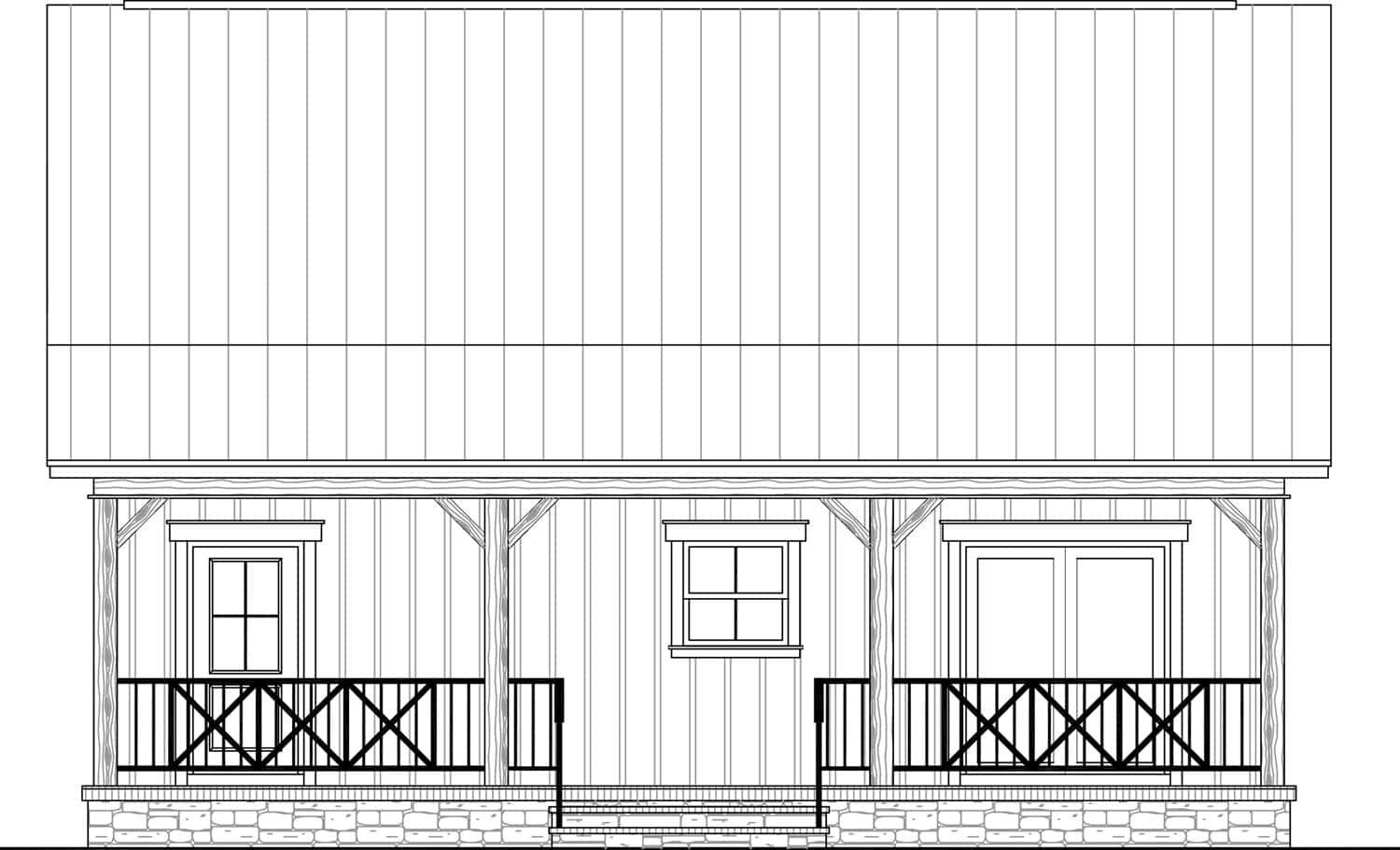 Home Plan Rear Elevation of this 2-Bedroom,1020 Sq Ft Plan -141-1335
