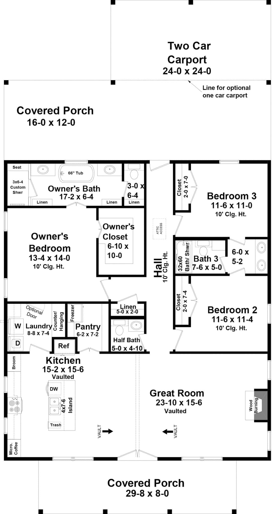 Main Level of Farmhouse Plan #141-1339