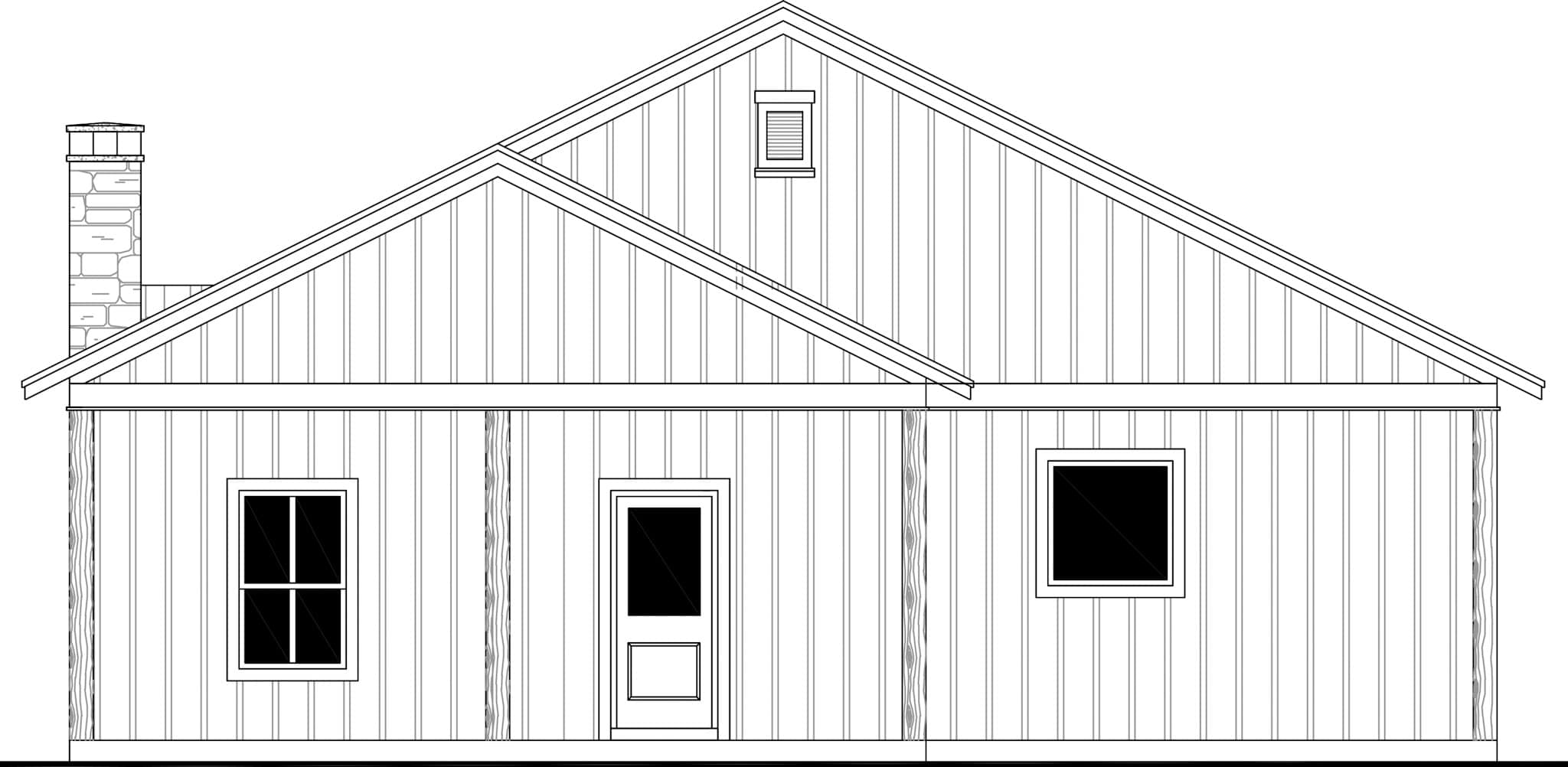 Home Plan Rear Elevation of this 3-Bedroom,1800 Sq Ft Plan -141-1339