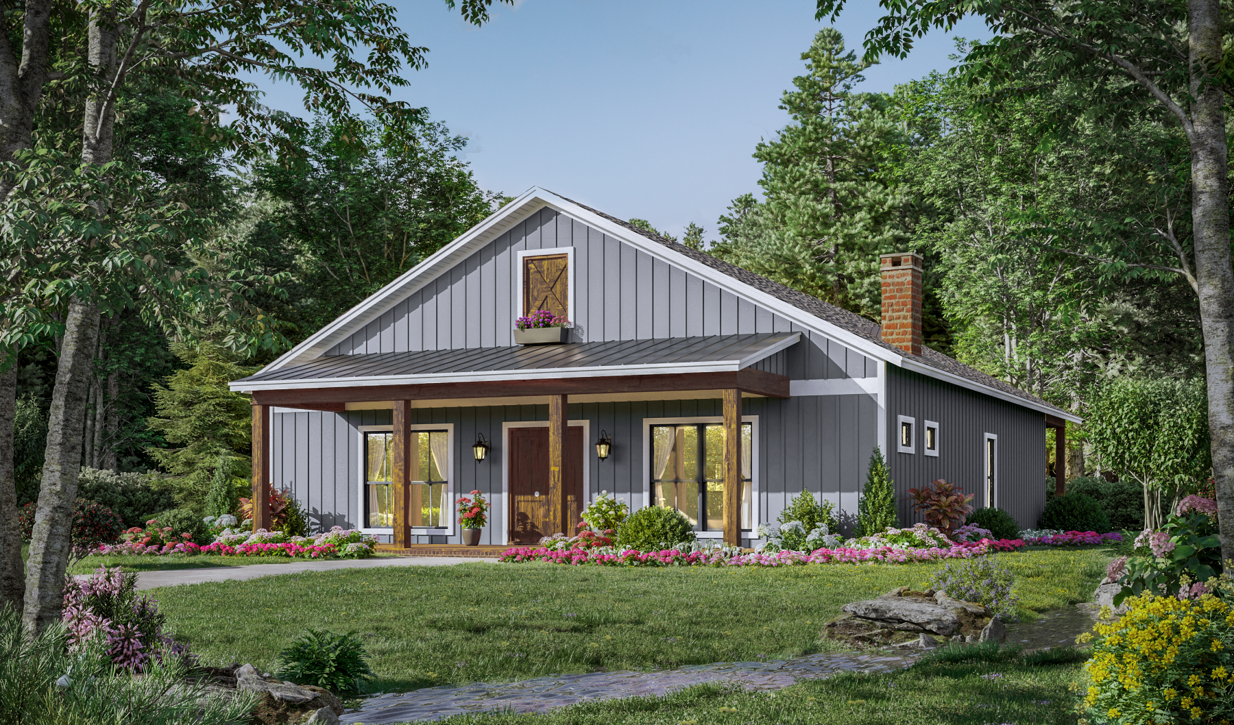 Front elevation of Farmhouse home (ThePlanCollection: House Plan #141-1339)