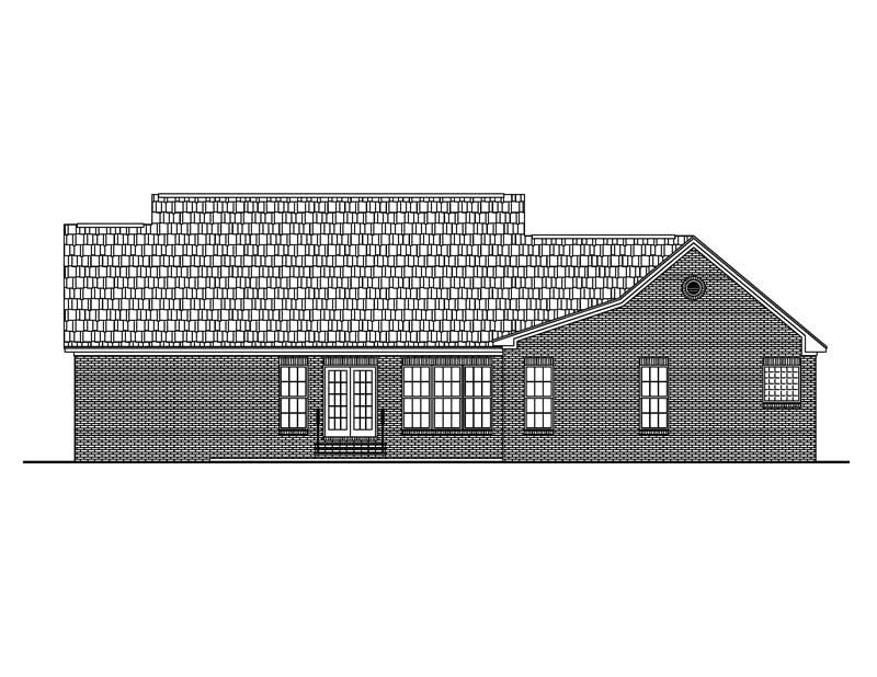 Home Plan Rear Elevation of this 3-Bedroom,1600 Sq Ft Plan -142-1003