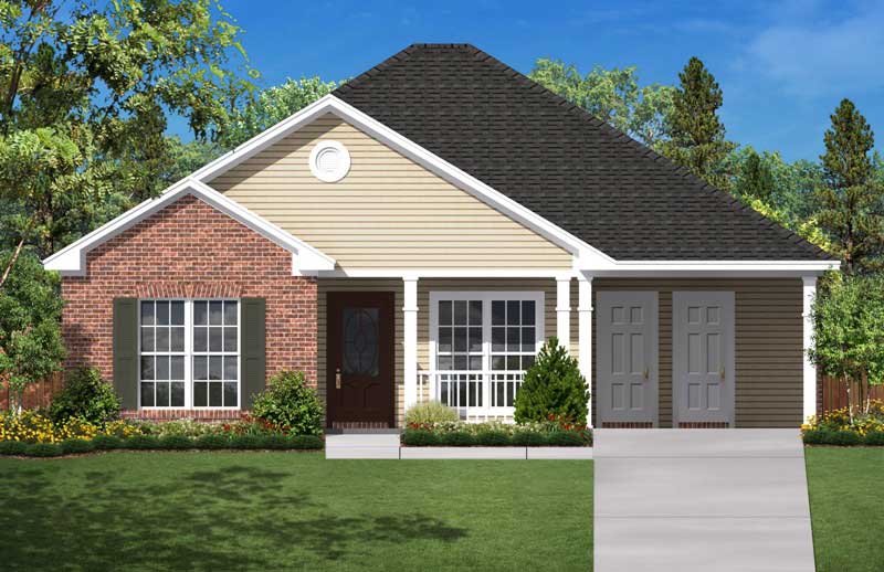 Traditional style ranch home (ThePlanCollection: House Plan #142-1004)