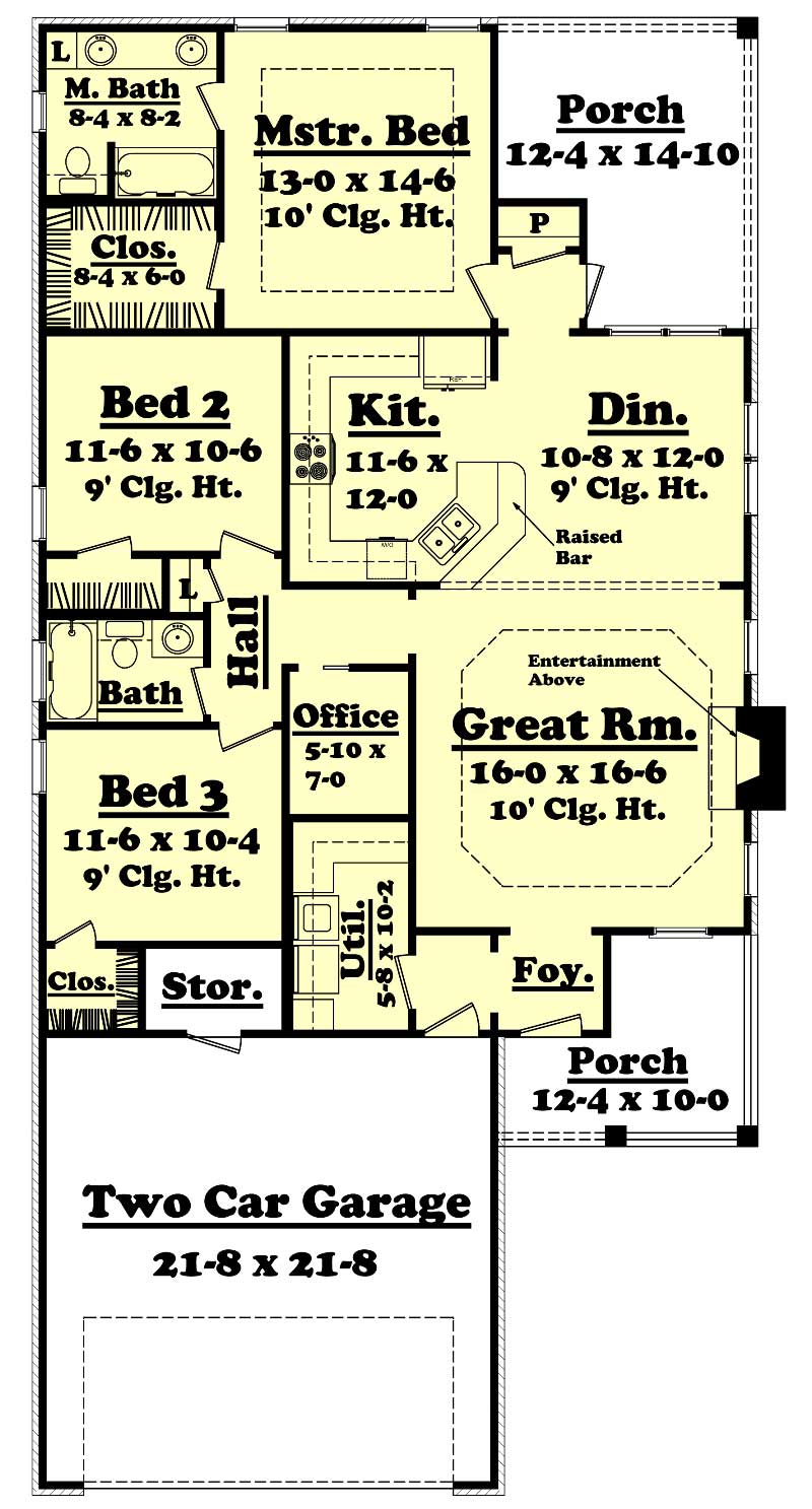 Floor Plan First Story of European Plan #142-1006