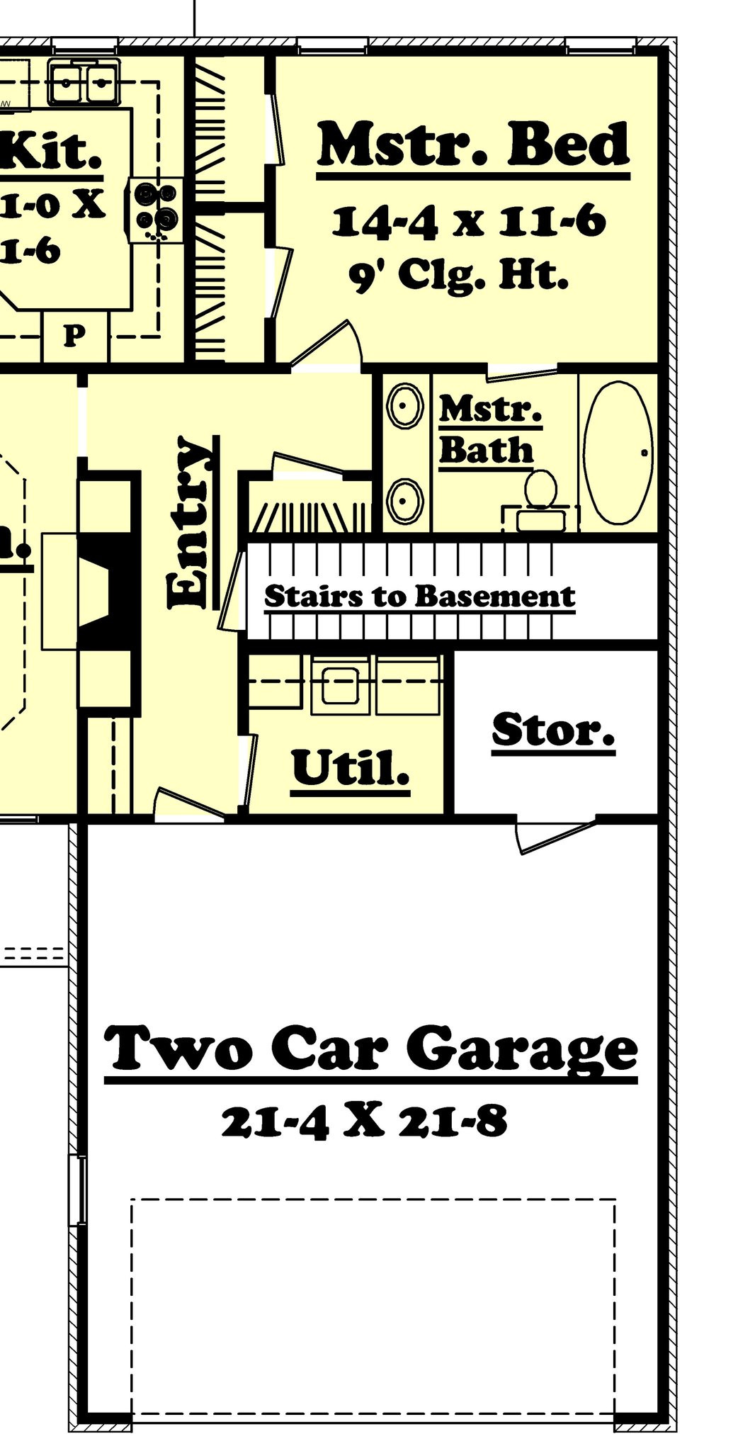 Floor Plan Main Level of Country Plan #142-1008