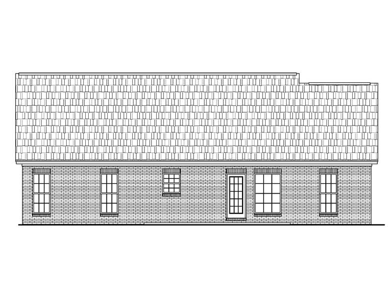 Home Plan Rear Elevation of this 3-Bedroom,1400 Sq Ft Plan -142-1008
