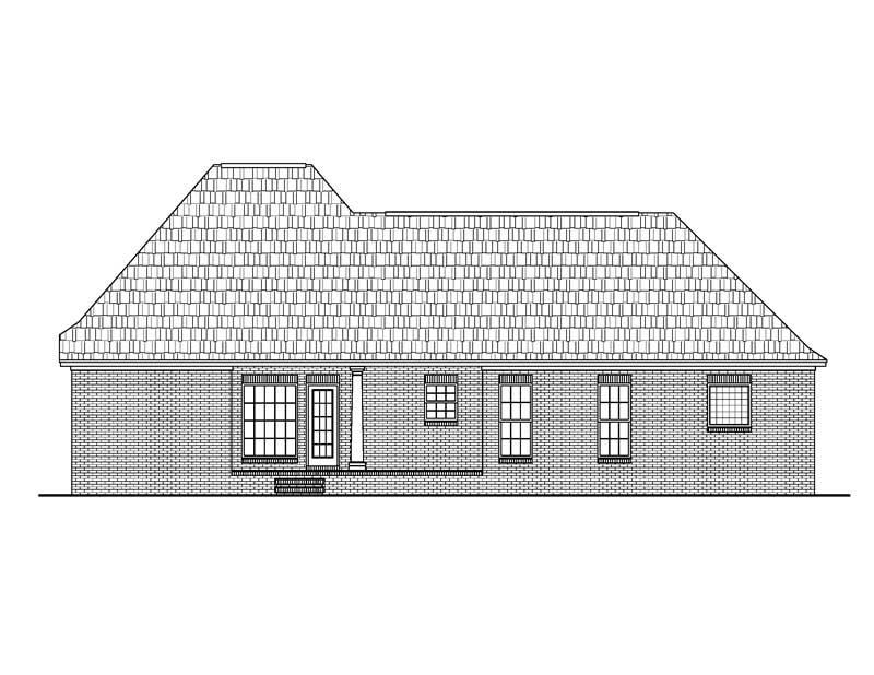 Home Plan Rear Elevation of this 3-Bedroom,1500 Sq Ft Plan -142-1009