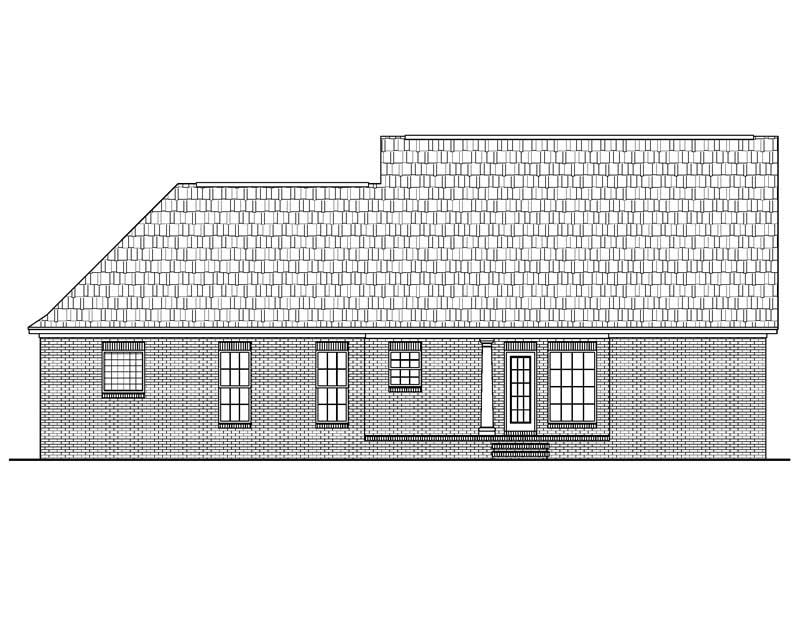 Home Plan Rear Elevation of this 3-Bedroom,1500 Sq Ft Plan -142-1010