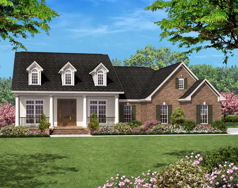 Front elevation of Country home (ThePlanCollection: House Plan #142-1010)