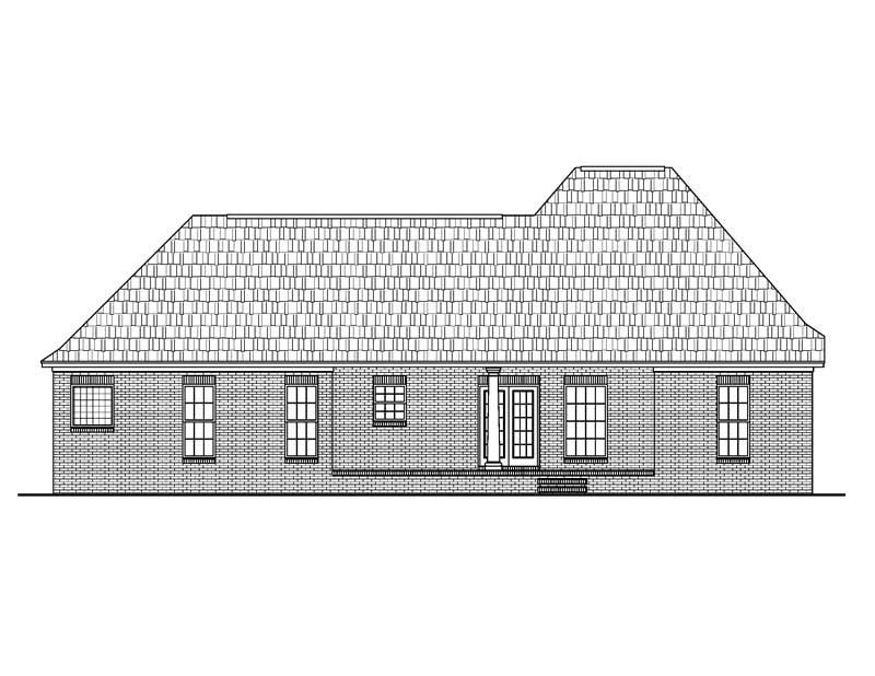 Home Plan Rear Elevation of this 3-Bedroom,1600 Sq Ft Plan -142-1011