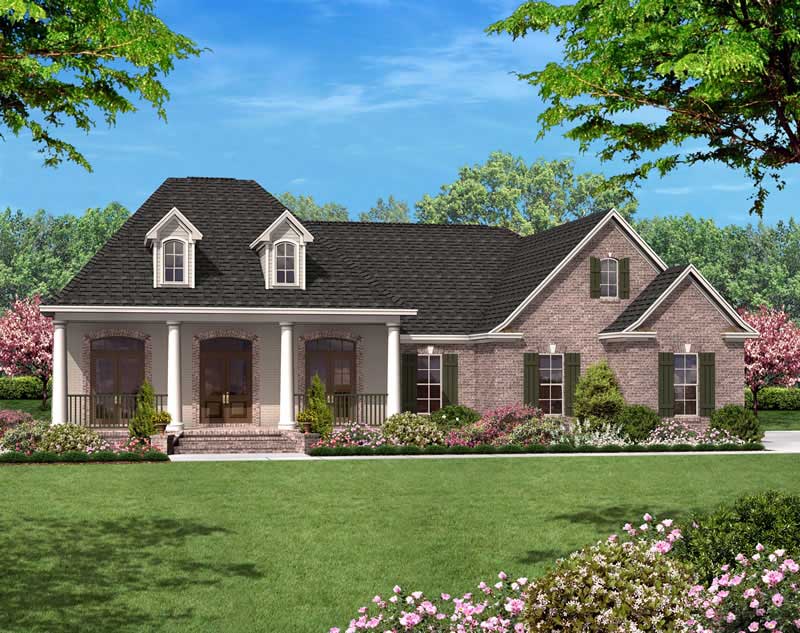 Front elevation of European home (ThePlanCollection: House Plan #142-1011)