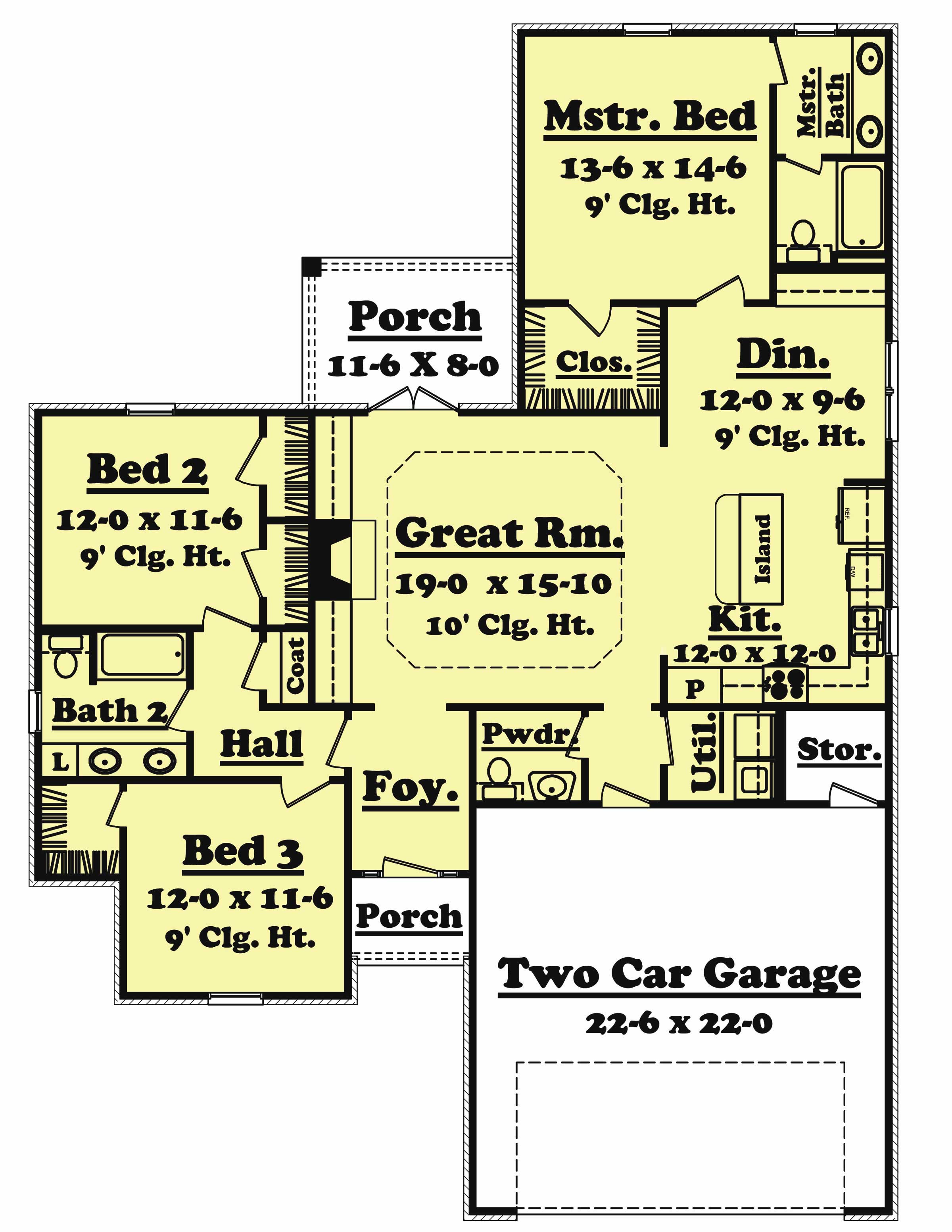 Floor Plan First Story of Country Plan #142-1012