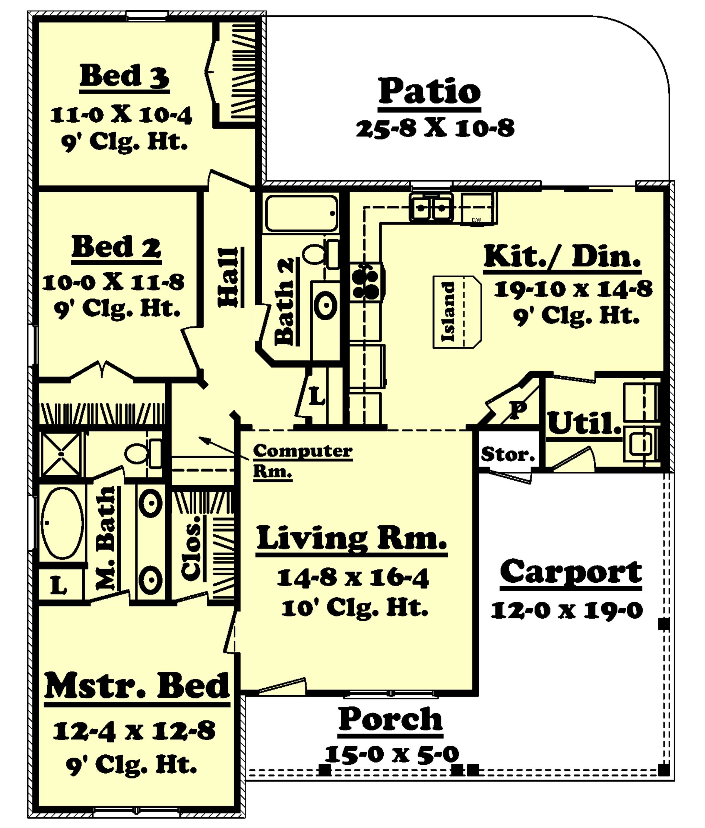 Floor Plan First Story of Country Plan #142-1014
