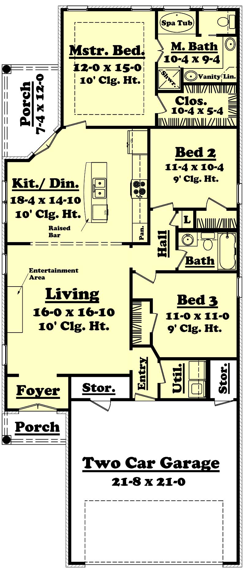 Floor Plan First Story of European Plan #142-1015
