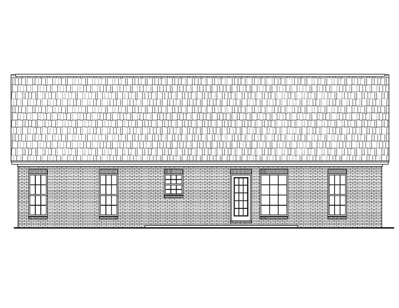 Home Plan Rear Elevation of this 3-Bedroom,1400 Sq Ft Plan -142-1017