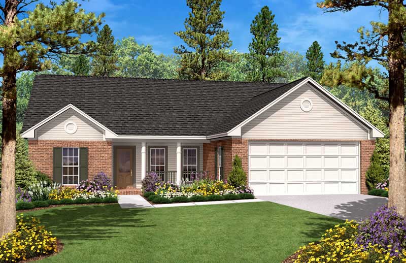 Front elevation of Country home (ThePlanCollection: House Plan #142-1017)