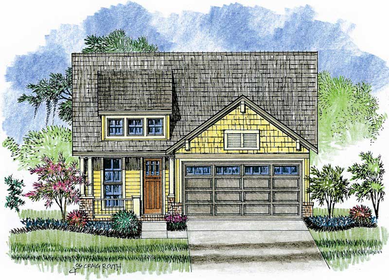 Home Plan Front Elevation of this 3-Bedroom,1700 Sq Ft Plan -142-1019