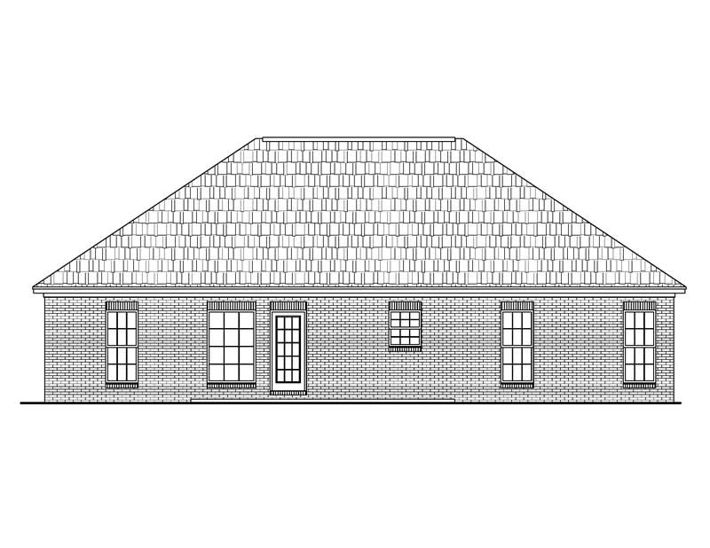Home Plan Rear Elevation of this 3-Bedroom,1400 Sq Ft Plan -142-1020
