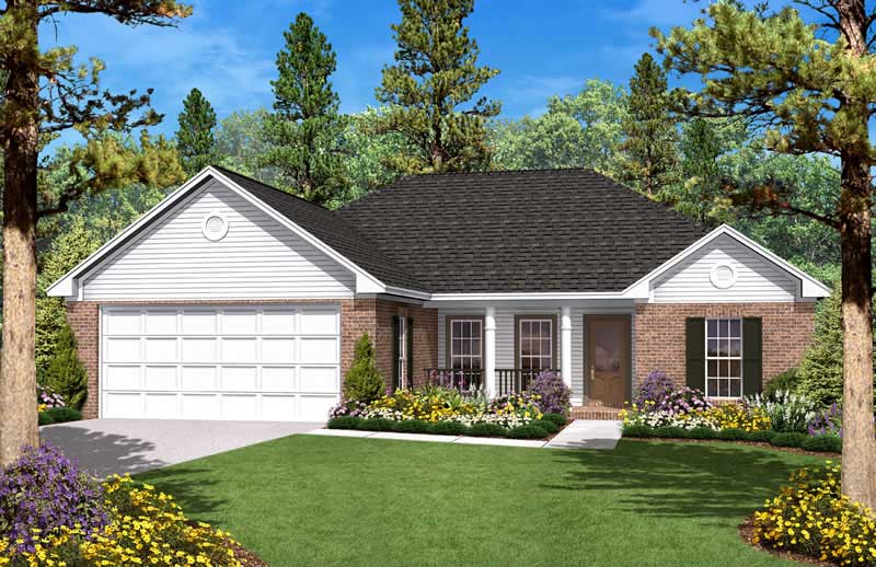 Front elevation of Country home (ThePlanCollection: House Plan #142-1020)