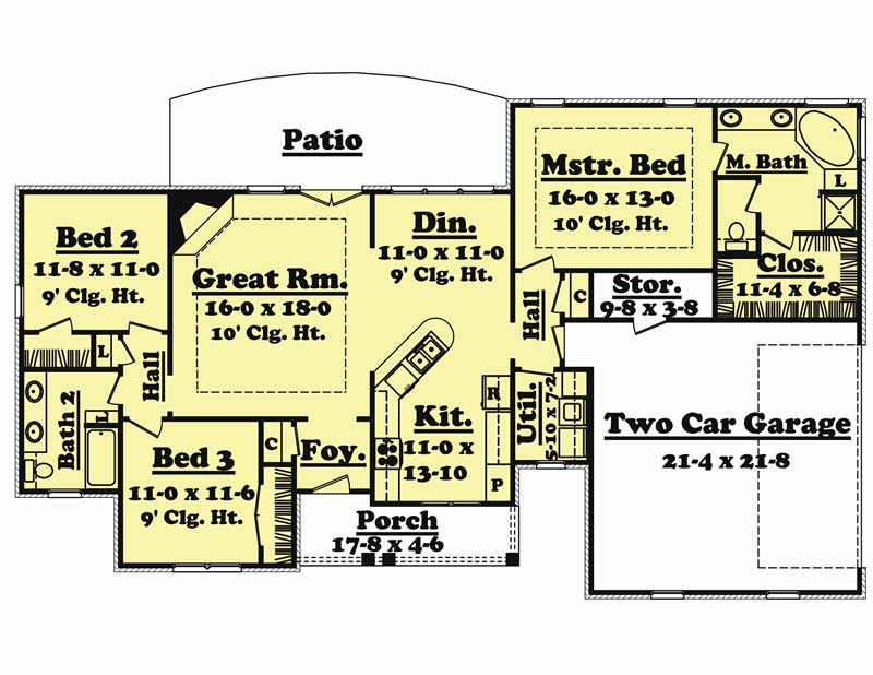 Main Level of Country Plan #142-1021