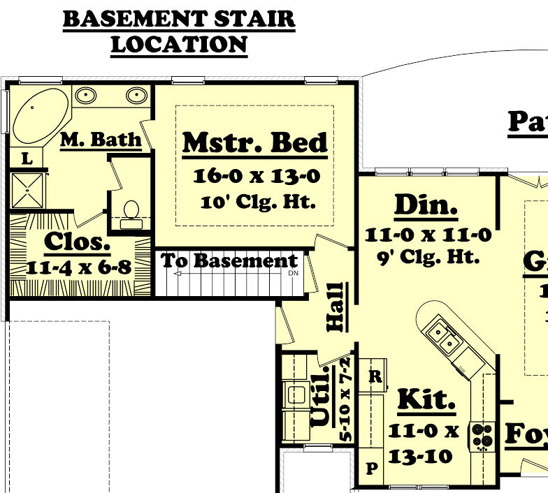 Floor Plan Basement of Country Plan #142-1024