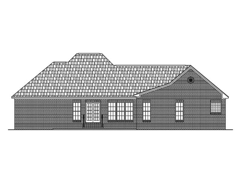 Home Plan Rear Elevation of this 3-Bedroom,1600 Sq Ft Plan -142-1024