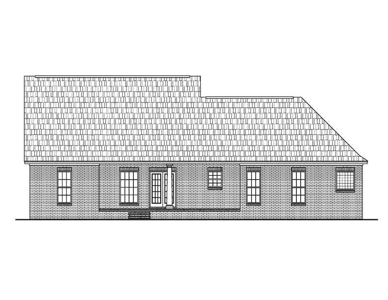 Home Plan Rear Elevation of this 3-Bedroom,1600 Sq Ft Plan -142-1025