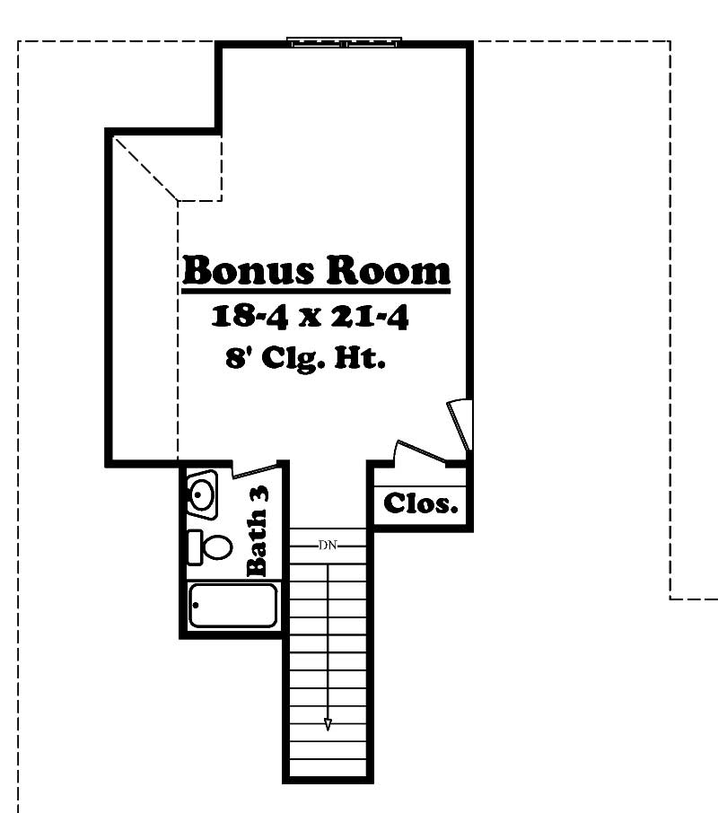 Floor Plan Bonus Room of Acadian Plan #142-1026