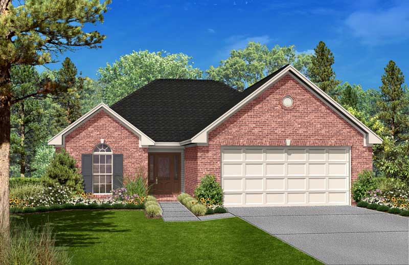 Front elevation of French home (ThePlanCollection: House Plan #142-1030)
