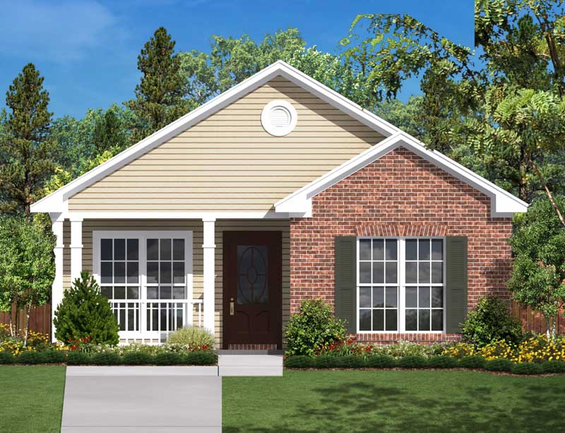 Computer rendering of Small House Plan #142-1031