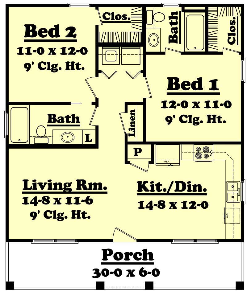 Floor Plan First Story of Cape Cod Plan #142-1032