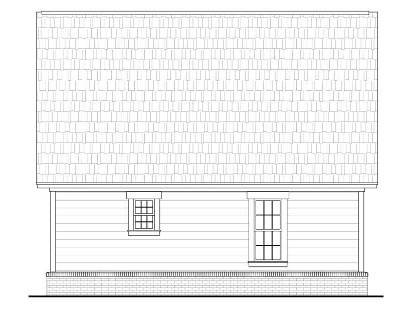 Home Plan Rear Elevation of this 2-Bedroom,900 Sq Ft Plan -142-1032