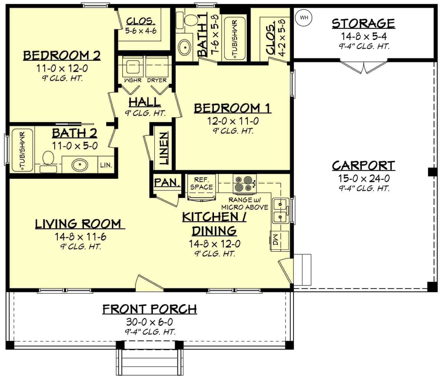 Floor Plan First Story of Cape Cod Plan #142-1036
