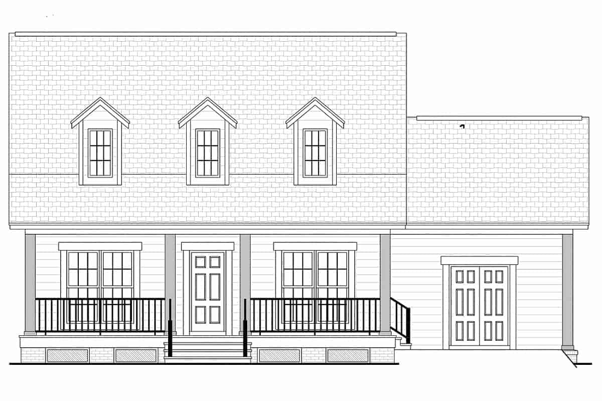 Home Plan Front Elevation of this 2-Bedroom,900 Sq Ft Plan -142-1036