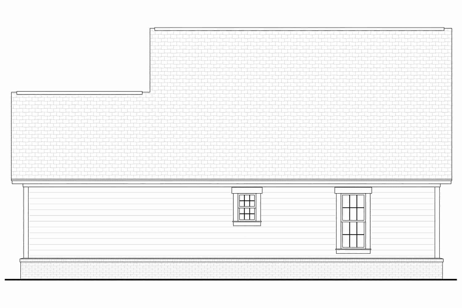 Home Plan Rear Elevation of this 2-Bedroom,900 Sq Ft Plan -142-1036