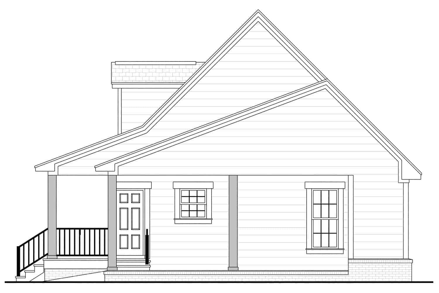 Home Plan Right Elevation of this 2-Bedroom,900 Sq Ft Plan -142-1036
