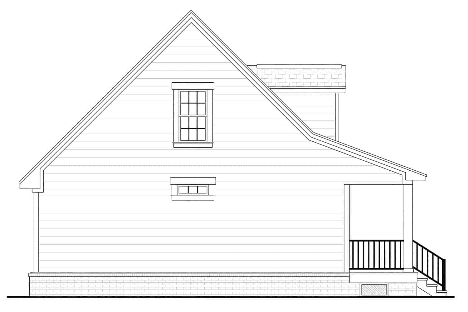 Home Plan Left Elevation of this 2-Bedroom,900 Sq Ft Plan -142-1036