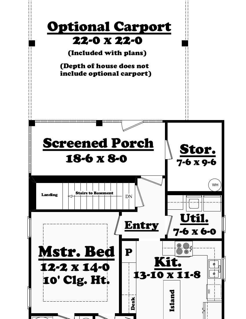 Floor Plan Basement of Craftsman Plan #142-1041