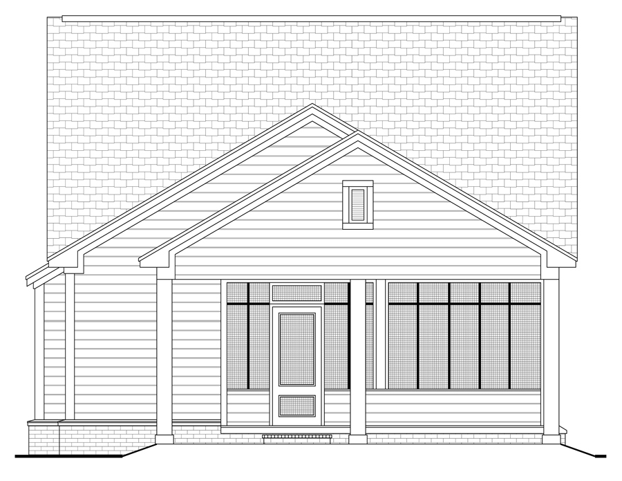 Home Plan Rear Elevation of this 3-Bedroom,1300 Sq Ft Plan -142-1041