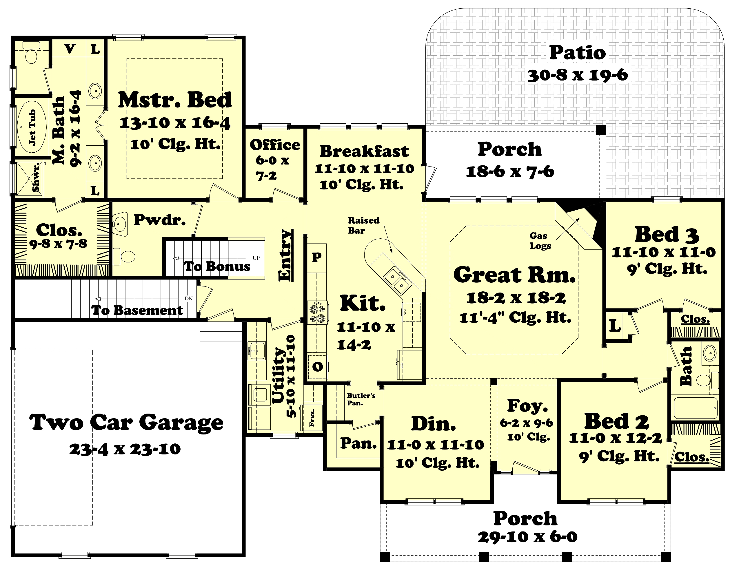 Floor Plan First Story of Country Plan #142-1042