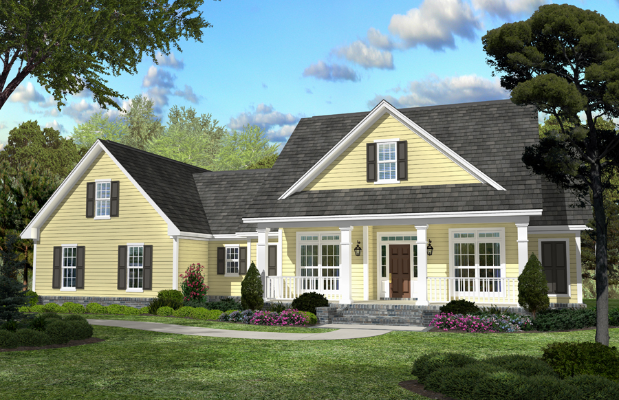 Front rendering of House Plan #142-1042