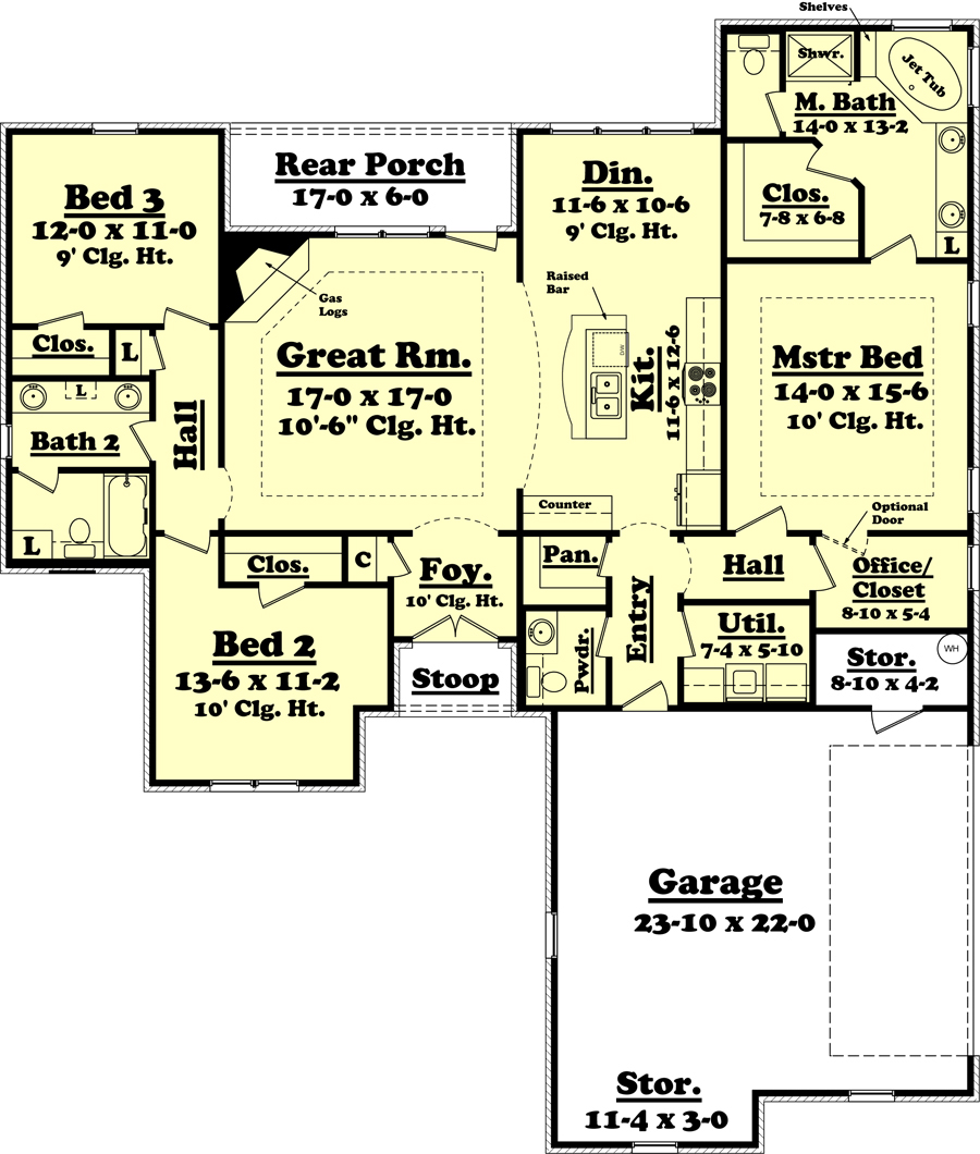 Floor Plan First Story of Country Plan #142-1043