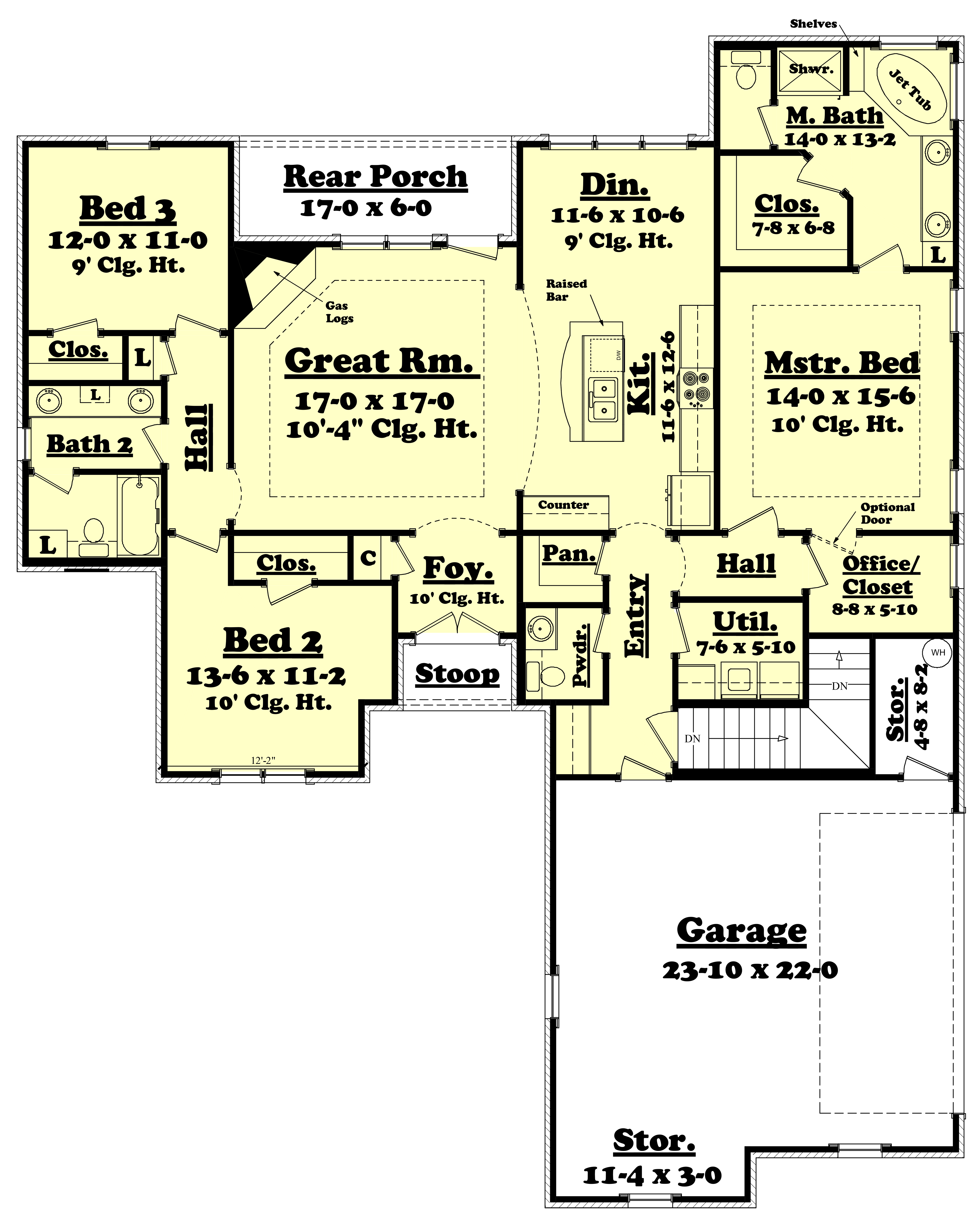 Floor Plan First Story of Country Plan #142-1043
