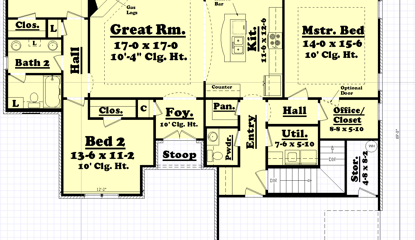 Basement Option Stair Location of this 3-Bedroom, 1800 Sq Ft Plan - 142-1043