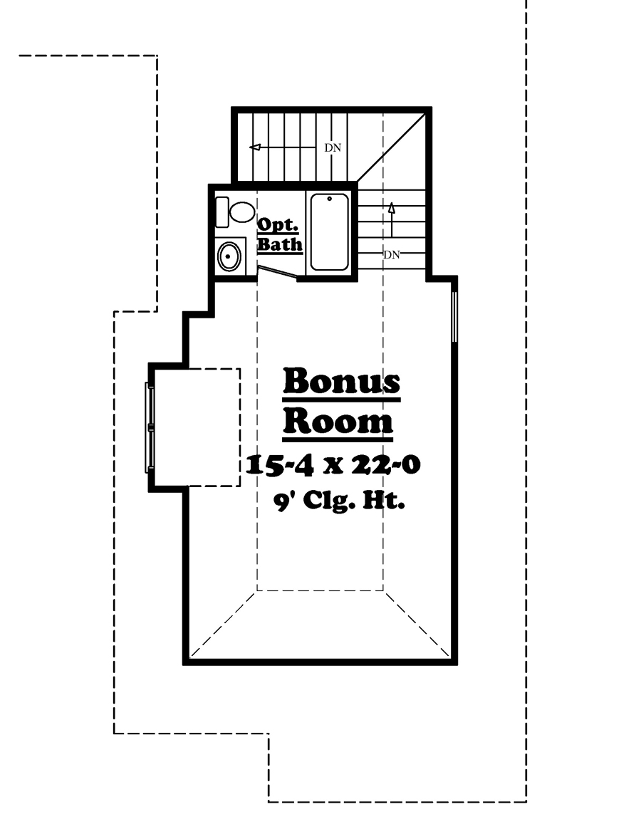 Floor Plan Bonus Room of Country Plan #142-1045