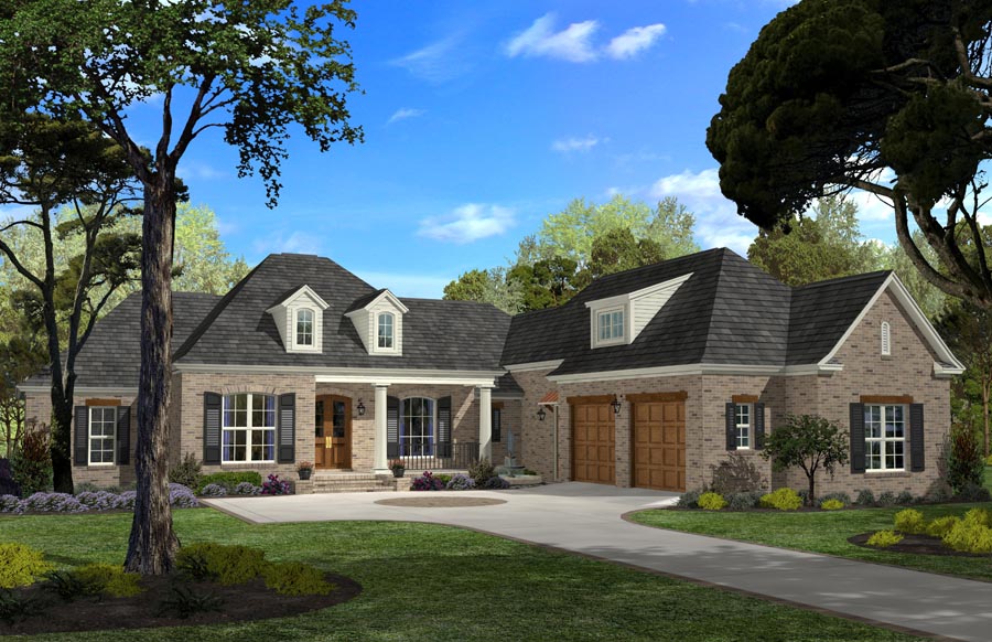 Front elevation of Country home (ThePlanCollection: House Plan #142-1045)