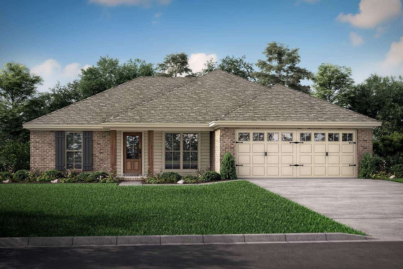 Front elevation of Southern Ranch (ThePlanCollection: House Plan #142-1046)