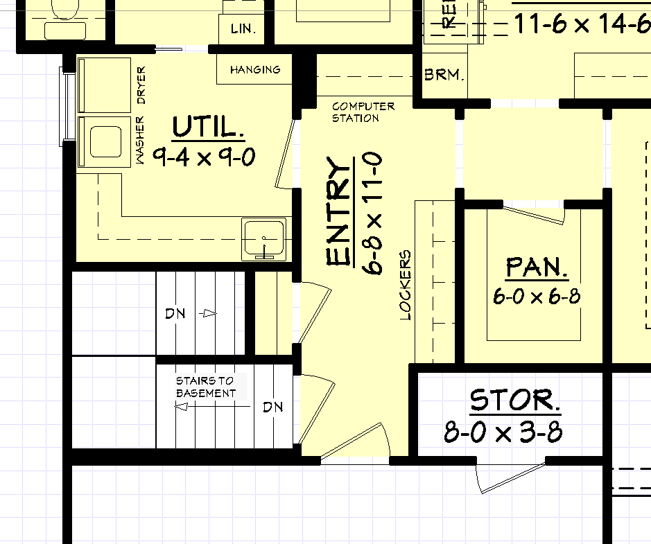 Floor Plan Basement of Craftsman Plan #142-1051