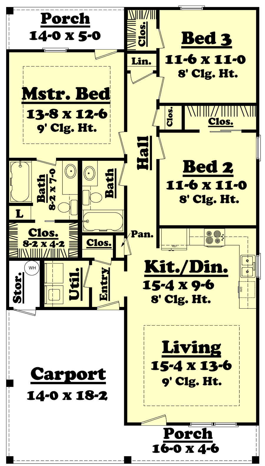 Floor Plan First Story of Traditional Plan #142-1052