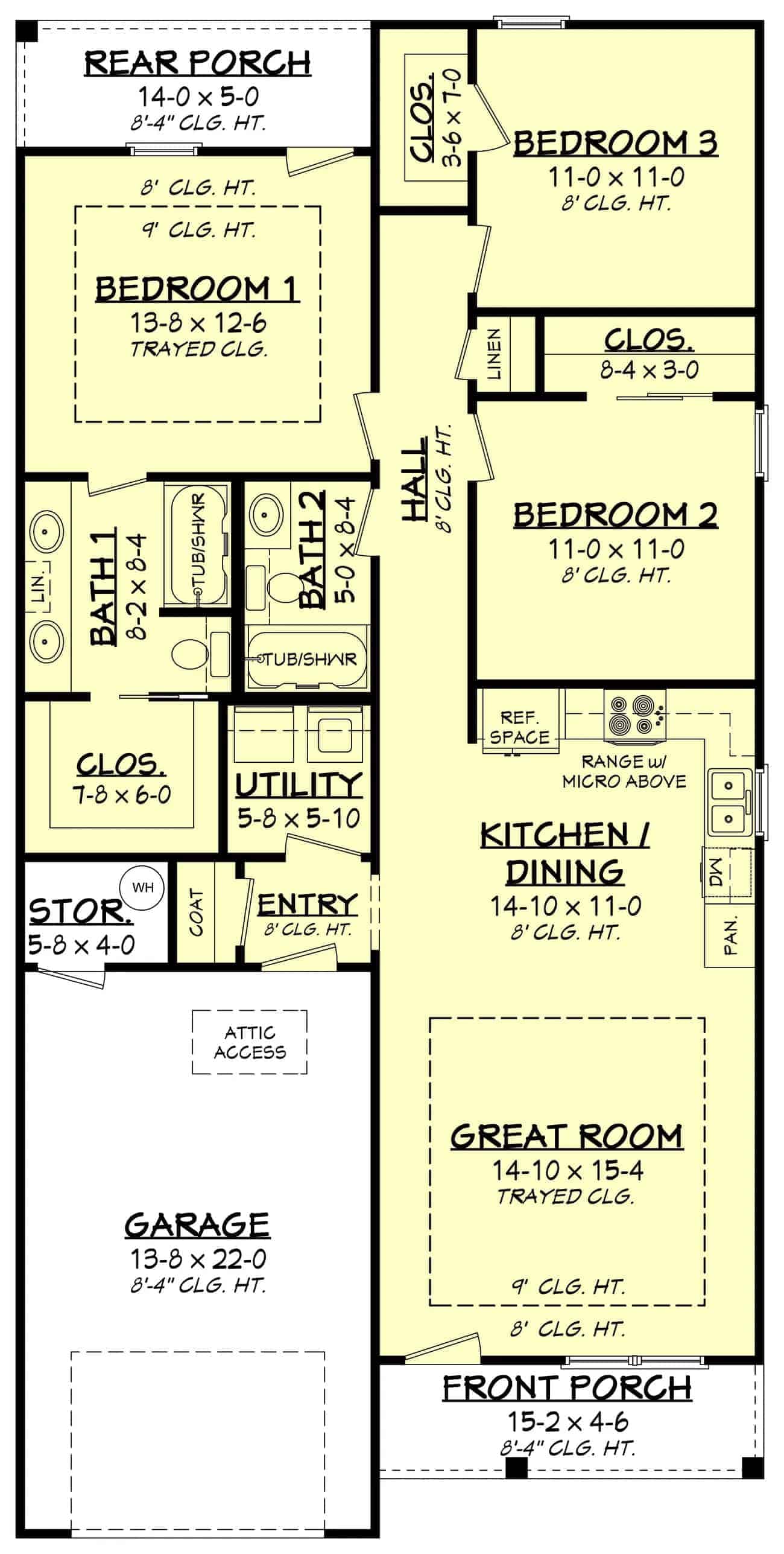 Floor Plan First Story of Traditional Plan #142-1053